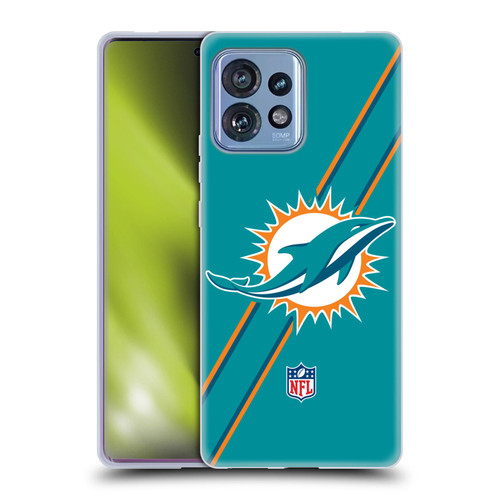 NFL Miami Dolphins Logo Stripes Soft Gel Case for Motorola Moto Edge 40 Pro