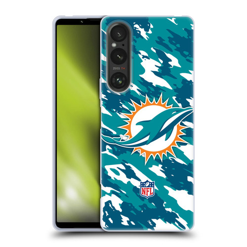 NFL Miami Dolphins Logo Camou Soft Gel Case for Sony Xperia 1 V 5G