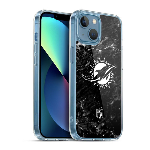 NFL Miami Dolphins Artwork Marble Soft Gel Case for Apple iPhone 13 Mini