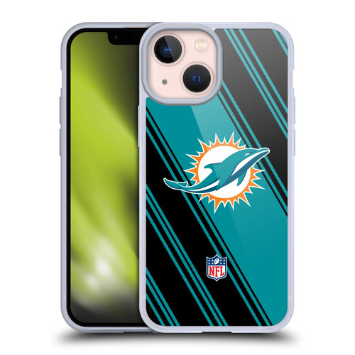 NFL Miami Dolphins Artwork Stripes Soft Gel Case for Apple iPhone 13 Mini NFL Miami Dolphins Artwork Stripes Soft Gel Case for Apple iPhone 13 Mini
