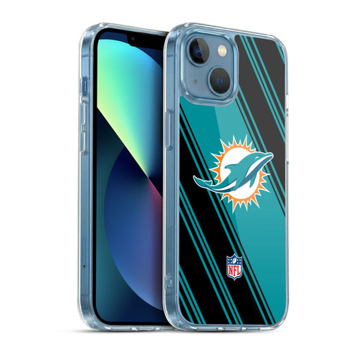 NFL Miami Dolphins Artwork Stripes Soft Gel Case for Apple iPhone 13 Mini