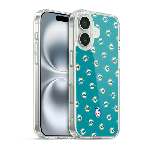NFL Miami Dolphins Artwork Patterns Soft Gel Case for Apple iPhone 16