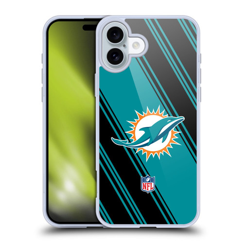NFL Miami Dolphins Artwork Stripes Soft Gel Case for Apple iPhone 16 Plus