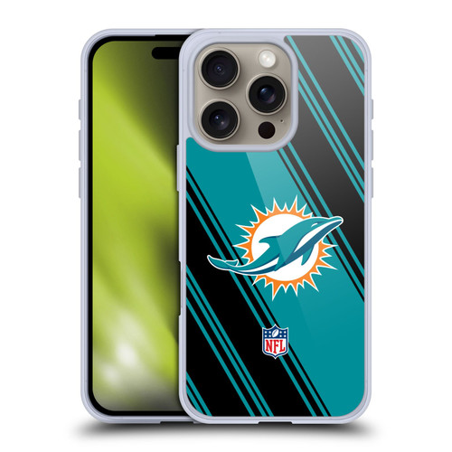 NFL Miami Dolphins Artwork Stripes Soft Gel Case for Apple iPhone 16 Pro