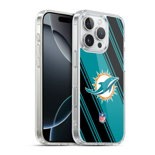 NFL Miami Dolphins Artwork Stripes Soft Gel Case for Apple iPhone 16 Pro
