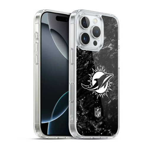 NFL Miami Dolphins Artwork Marble Soft Gel Case for Apple iPhone 16 Pro