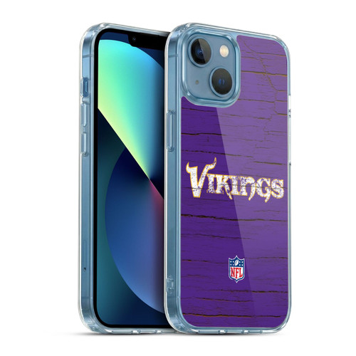 NFL Minnesota Vikings Logo Distressed Look Soft Gel Case for Apple iPhone 13 Mini