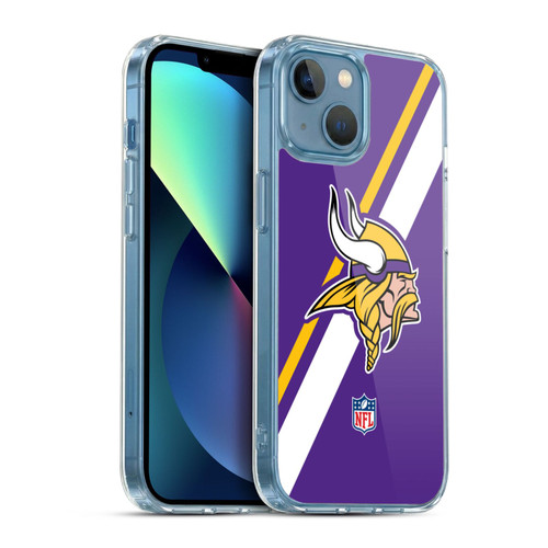 NFL Minnesota Vikings Logo Stripes Soft Gel Case for Apple iPhone 13 Mini