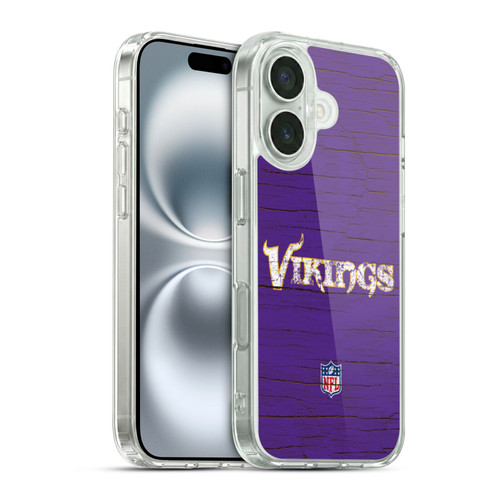 NFL Minnesota Vikings Logo Distressed Look Soft Gel Case for Apple iPhone 16
