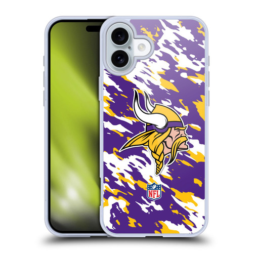 NFL Minnesota Vikings Logo Camou Soft Gel Case for Apple iPhone 16 Plus