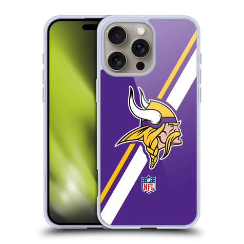 NFL Minnesota Vikings Logo Stripes Soft Gel Case for Apple iPhone 16 Pro Max NFL Minnesota Vikings Logo Stripes Soft Gel Case for Apple iPhone 16 Pro Max