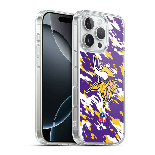 NFL Minnesota Vikings Logo Camou Soft Gel Case for Apple iPhone 16 Pro