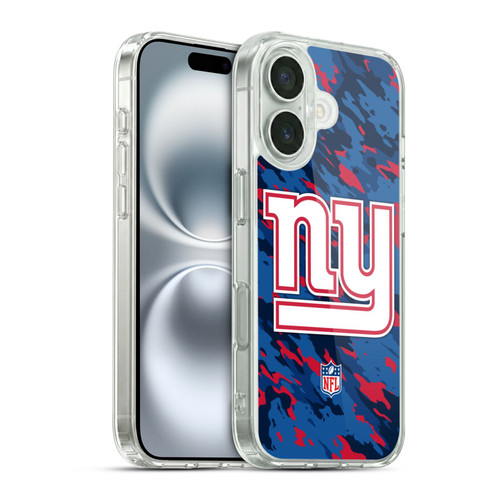 NFL New York Giants Logo Camou Soft Gel Case for Apple iPhone 16 & MagSafe