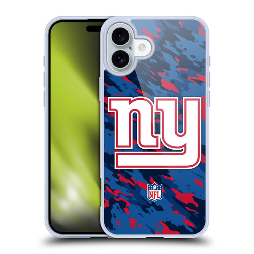 NFL New York Giants Logo Camou Soft Gel Case for Apple iPhone 16 Plus
