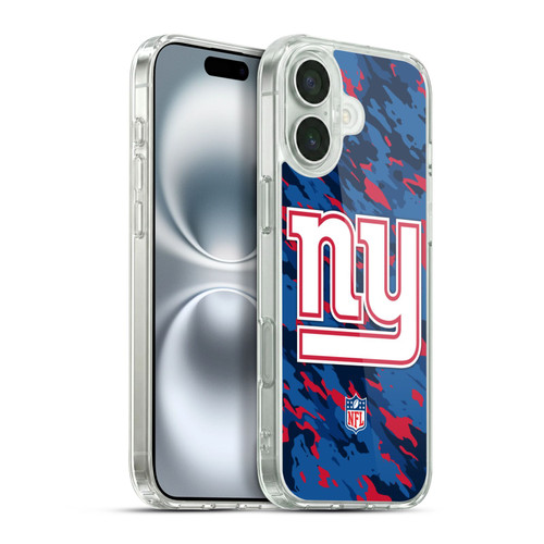 NFL New York Giants Logo Camou Soft Gel Case for Apple iPhone 16 Plus & MagSafe
