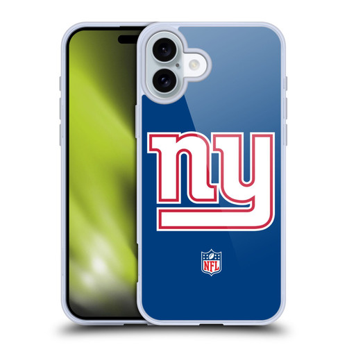 NFL New York Giants Logo Plain Soft Gel Case for Apple iPhone 16 Plus