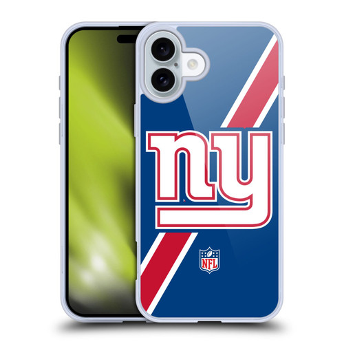 NFL New York Giants Logo Stripes Soft Gel Case for Apple iPhone 16 Plus