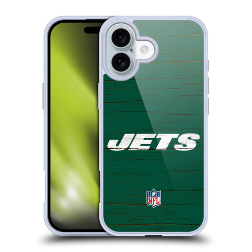 NFL New York Jets Logo Distressed Look Soft Gel Case for Apple iPhone 16
