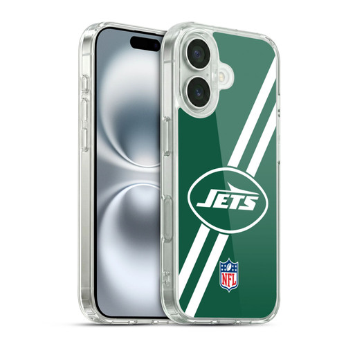 NFL New York Jets Logo Stripes Soft Gel Case for Apple iPhone 16 & MagSafe