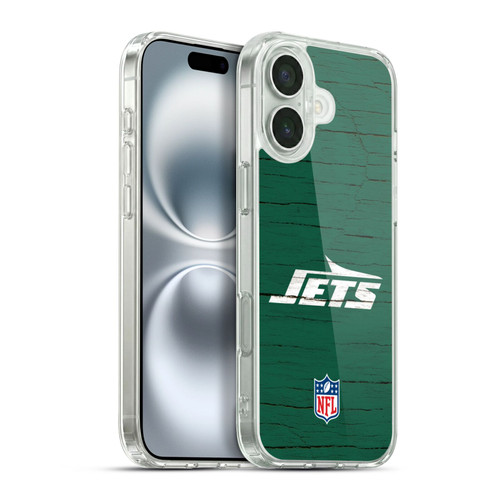NFL New York Jets Logo Distressed Look Soft Gel Case for Apple iPhone 16 Plus & MagSafe