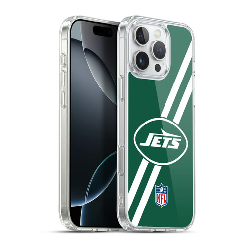 NFL New York Jets Logo Stripes Soft Gel Case for Apple iPhone 16 Pro Max & MagSafe