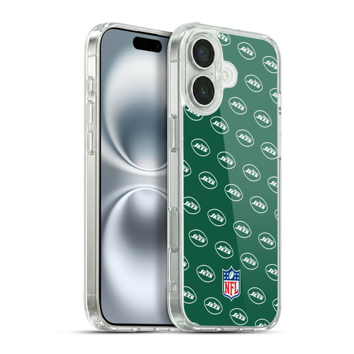 NFL New York Jets Artwork Patterns Soft Gel Case for Apple iPhone 16 Plus & MagSafe