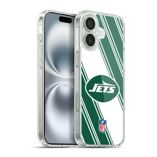 NFL New York Jets Artwork Stripes Soft Gel Case for Apple iPhone 16 Plus & MagSafe