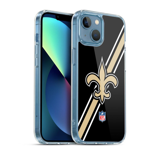 NFL New Orleans Saints Logo Stripes Soft Gel Case for Apple iPhone 13 Mini & MagSafe