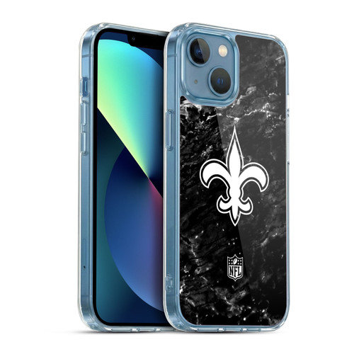 NFL New Orleans Saints Artwork Marble Soft Gel Case for Apple iPhone 13 Mini & MagSafe
