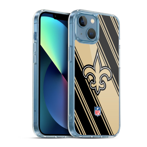 NFL New Orleans Saints Artwork Stripes Soft Gel Case for Apple iPhone 13 Mini & MagSafe