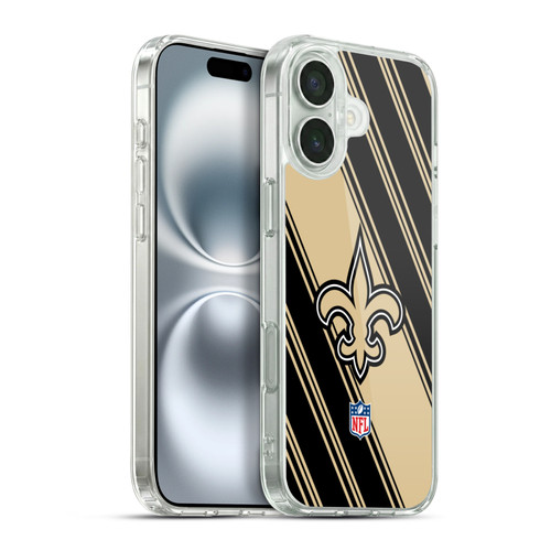 NFL New Orleans Saints Artwork Stripes Soft Gel Case for Apple iPhone 16 Plus & MagSafe