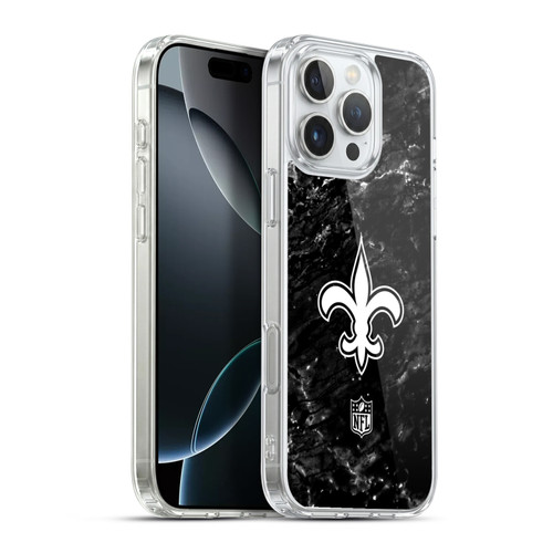 NFL New Orleans Saints Artwork Marble Soft Gel Case for Apple iPhone 16 Pro Max & MagSafe