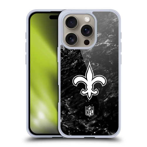 NFL New Orleans Saints Artwork Marble Soft Gel Case for Apple iPhone 16 Pro