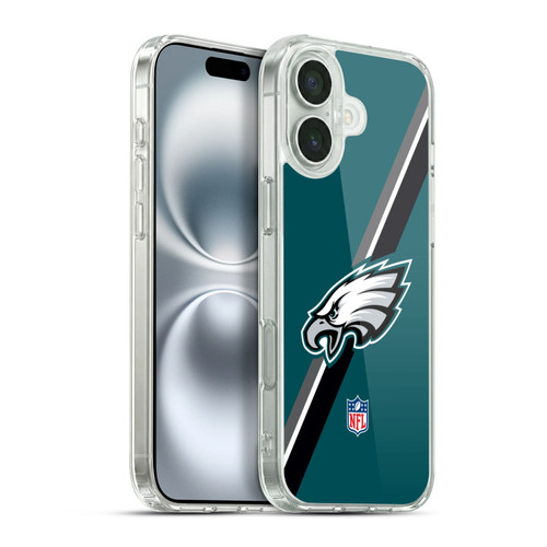 NFL Philadelphia Eagles Logo Stripes Soft Gel Case for Apple iPhone 16 Plus