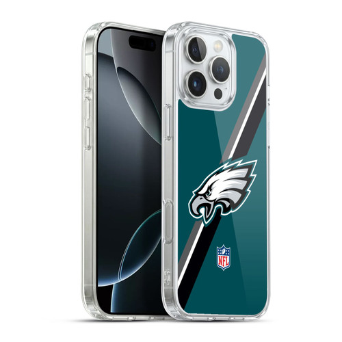 NFL Philadelphia Eagles Logo Stripes Soft Gel Case for Apple iPhone 16 Pro Max