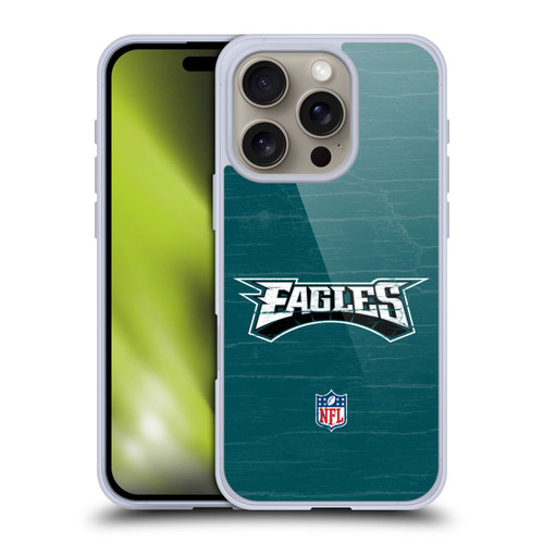 NFL Philadelphia Eagles Logo Distressed Look Soft Gel Case for Apple iPhone 16 Pro