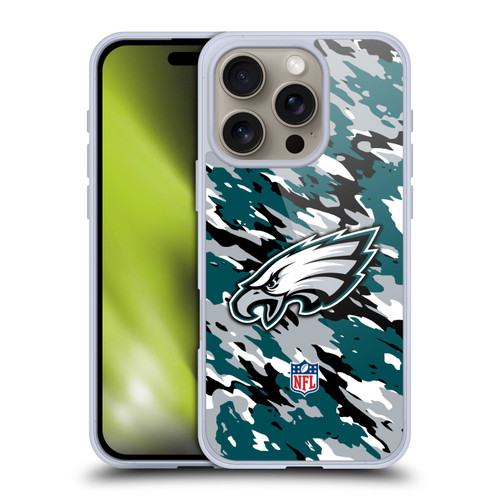 NFL Philadelphia Eagles Logo Camou Soft Gel Case for Apple iPhone 16 Pro