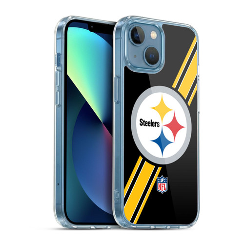 NFL Pittsburgh Steelers Logo Stripes Soft Gel Case for Apple iPhone 13 Mini