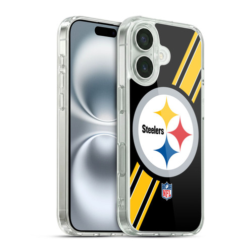 NFL Pittsburgh Steelers Logo Stripes Soft Gel Case for Apple iPhone 16