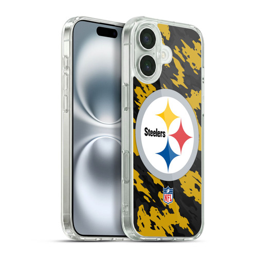 NFL Pittsburgh Steelers Logo Camou Soft Gel Case for Apple iPhone 16 Plus