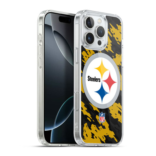 NFL Pittsburgh Steelers Logo Camou Soft Gel Case for Apple iPhone 16 Pro Max