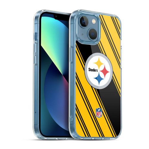 NFL Pittsburgh Steelers Artwork Stripes Soft Gel Case for Apple iPhone 13 Mini & MagSafe