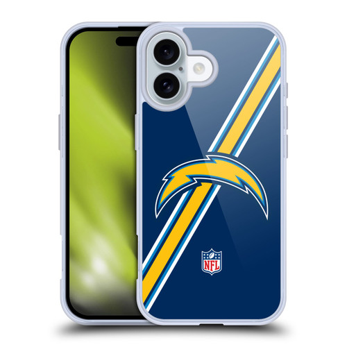 NFL Los Angeles Chargers Logo Stripes Soft Gel Case for Apple iPhone 16