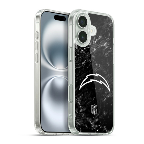NFL Los Angeles Chargers Artwork Marble Soft Gel Case for Apple iPhone 16 Plus & MagSafe