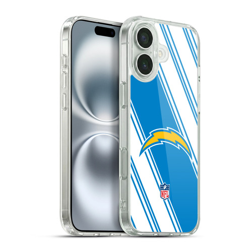 NFL Los Angeles Chargers Artwork Stripes Soft Gel Case for Apple iPhone 16 Plus & MagSafe