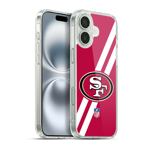 NFL San Francisco 49Ers Logo Stripes Soft Gel Case for Apple iPhone 16 Plus