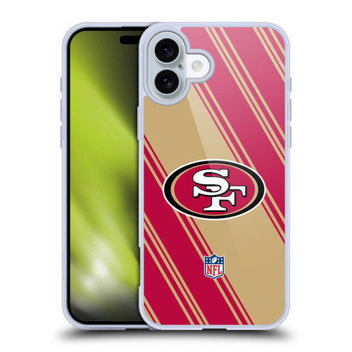 NFL San Francisco 49ers Artwork Stripes Soft Gel Case for Apple iPhone 16 Plus