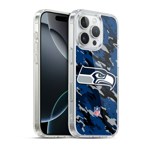 NFL Seattle Seahawks Logo Camou Soft Gel Case for Apple iPhone 16 Pro & MagSafe