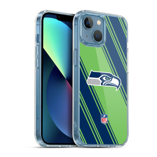 NFL Seattle Seahawks Artwork Stripes Soft Gel Case for Apple iPhone 13 Mini