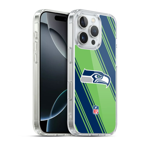 NFL Seattle Seahawks Artwork Stripes Soft Gel Case for Apple iPhone 16 Pro